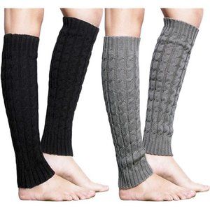 Loritta 2 Pairs Women Knit Leg Warmers Winter Warm Long Boot Socks